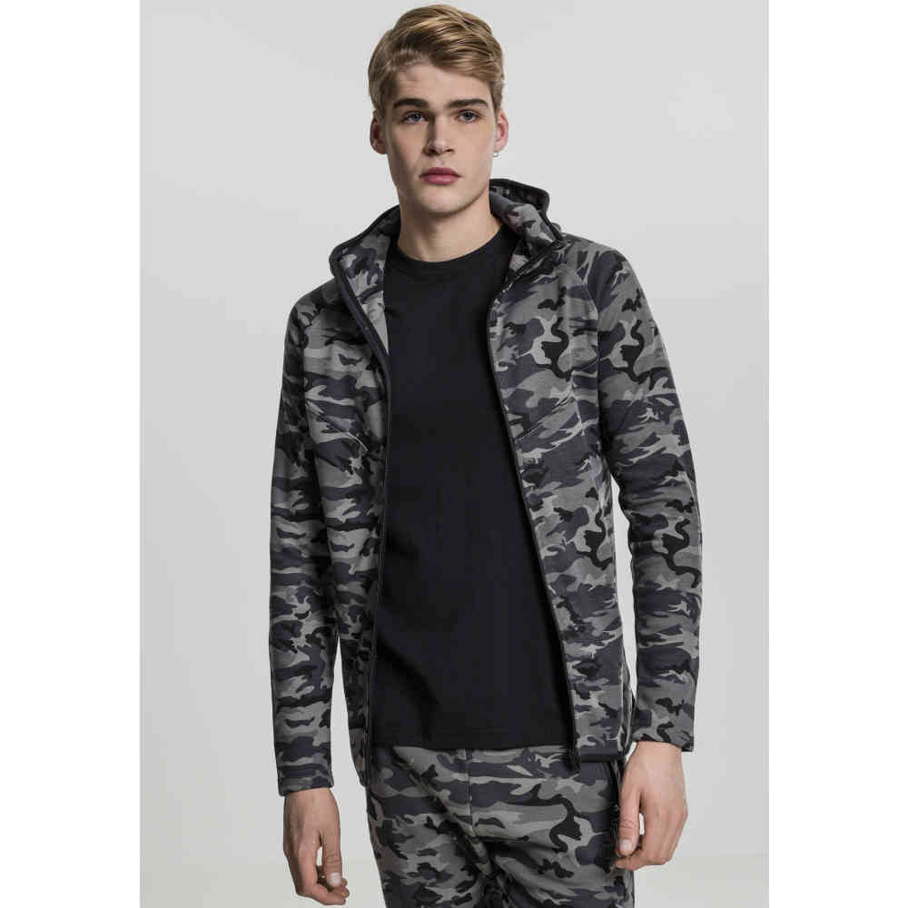 Urban Classics - Interlock Camo Zip hoodie - Camouflage - Black/Black